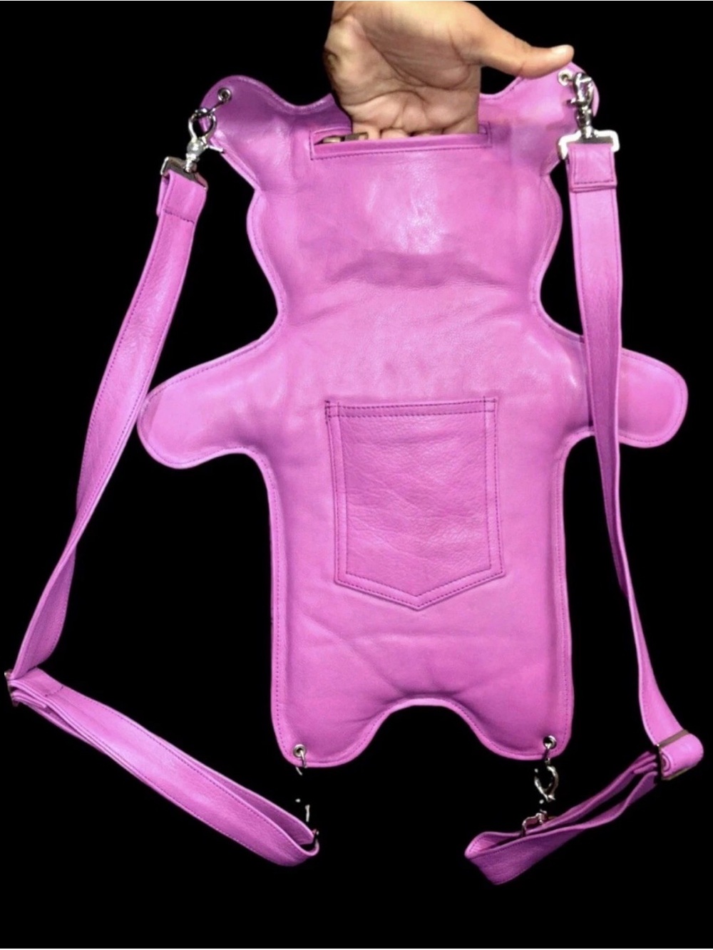 Pink Leather Harness Backpack for Men - Picture 7 of 7